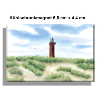 Kühlschrankmagnet   Aquarell Maritim Kunst Druck Kunstdruck Nordsee Norderney Leuchtturm Insel Strand Düne
